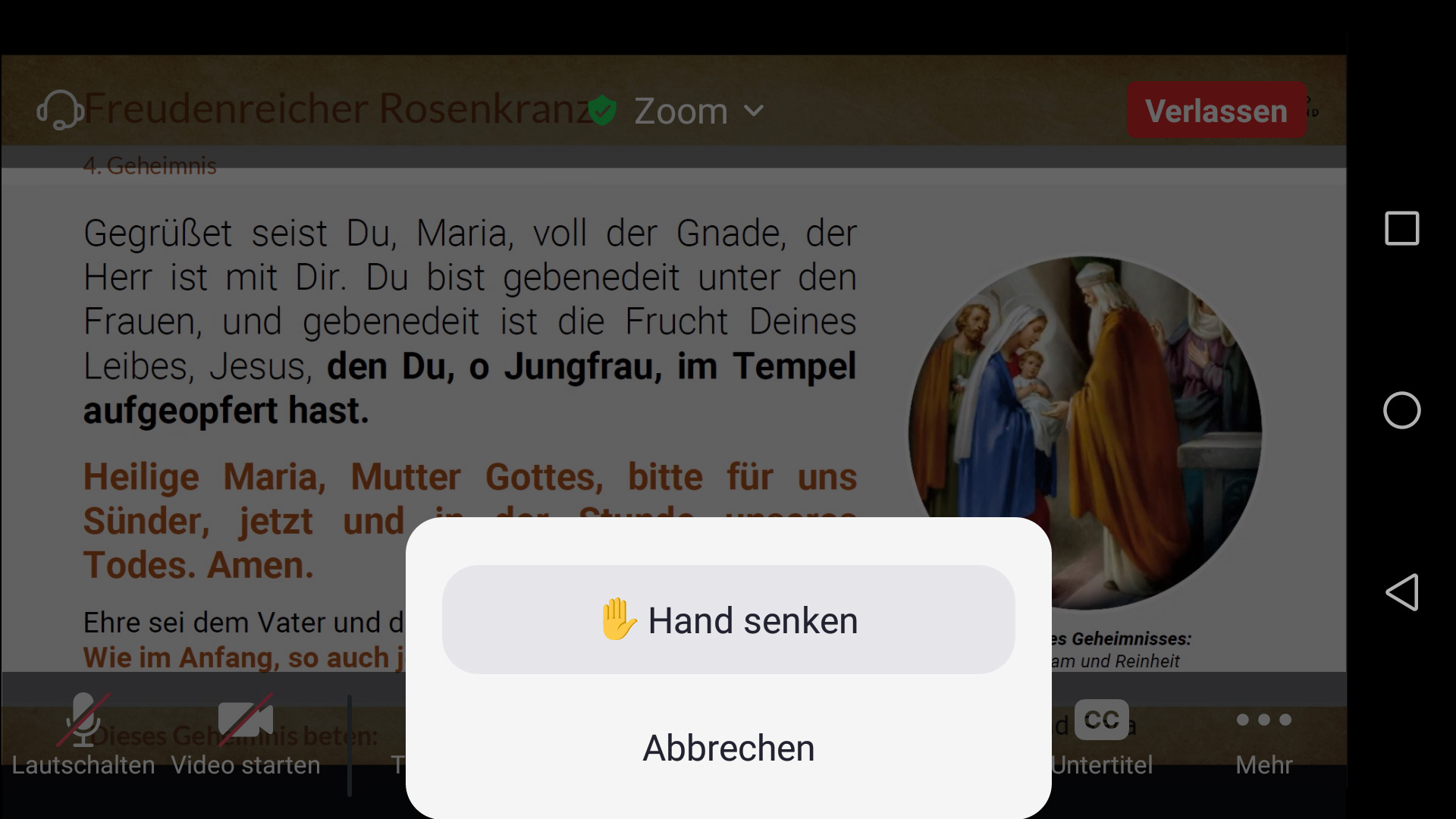 screenshot mobile hand senken mit pfeil